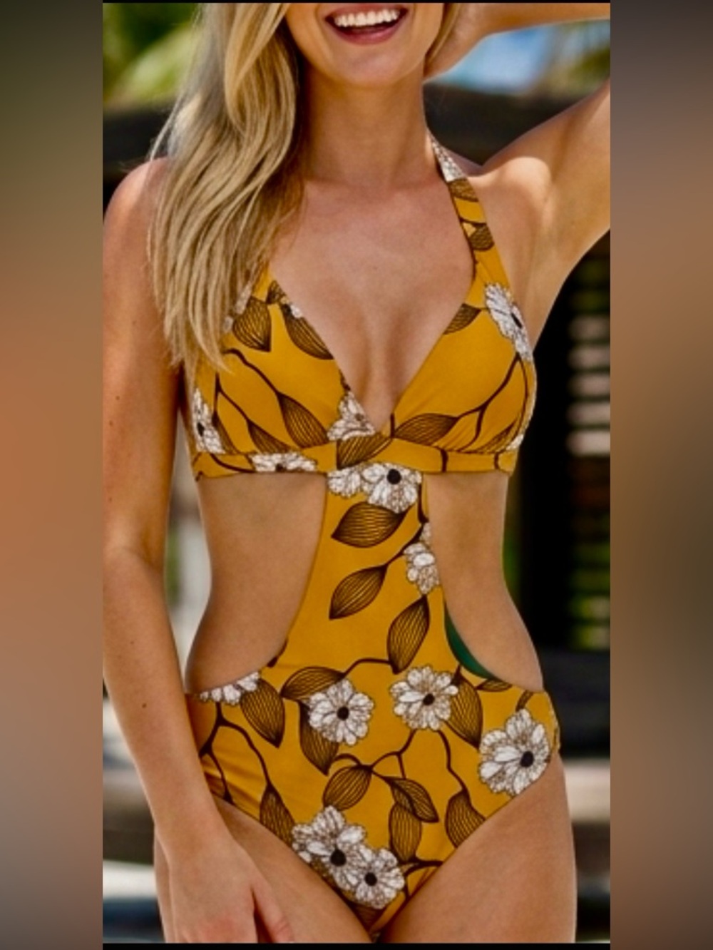 WET Gold floral monokini swimsuit | One Piece Swimsuit | Resortwear | NWT L